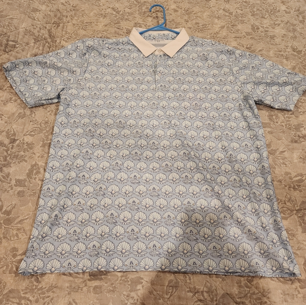 Stylish Patterned Polo Shirt in Blue and White